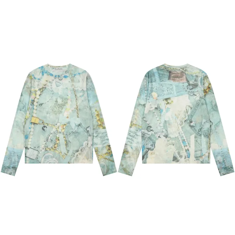 Acne Studios Blue Multi-Print Long-Sleeve T-Shirt