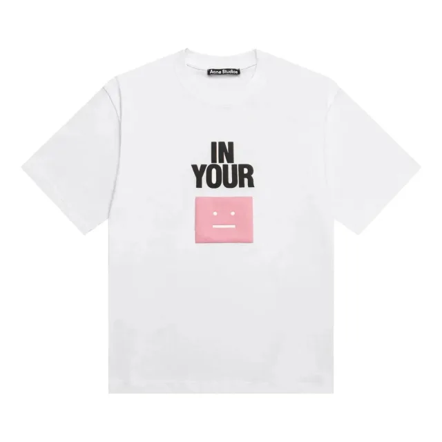 Acne Studios Face White/Pink Face T-Shirt