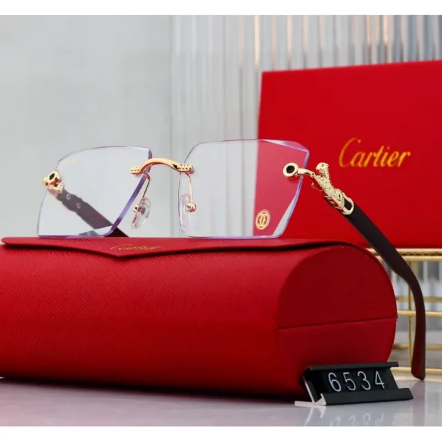 Cartier Panthère Clear Purple & Gold Eyeglasses