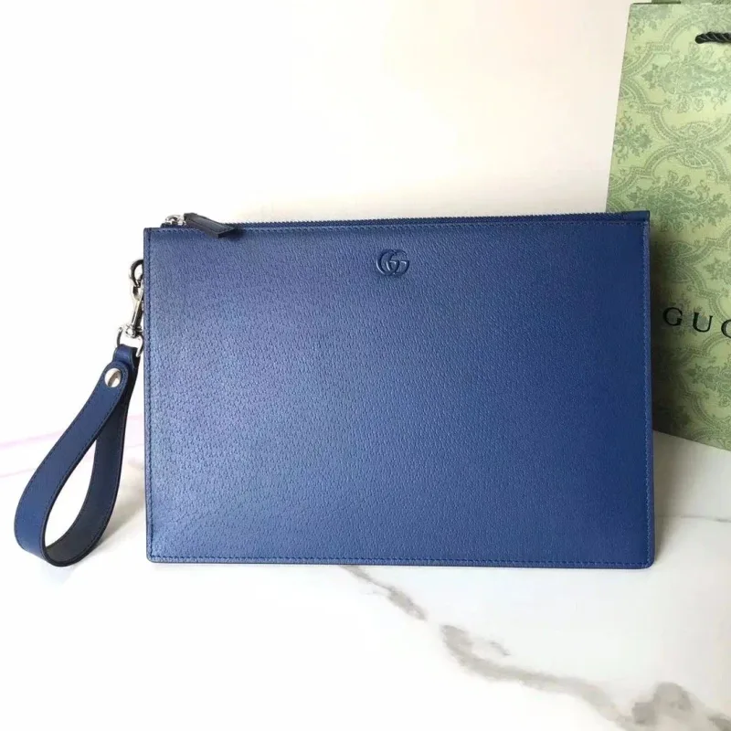 Gucci Interlocking G Blue Leather Pouch
