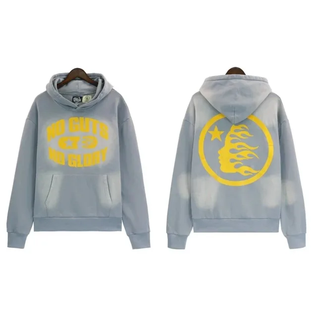 HUF Basic Logo NO GUTS NO GLORY Hoodie Grey/Yellow