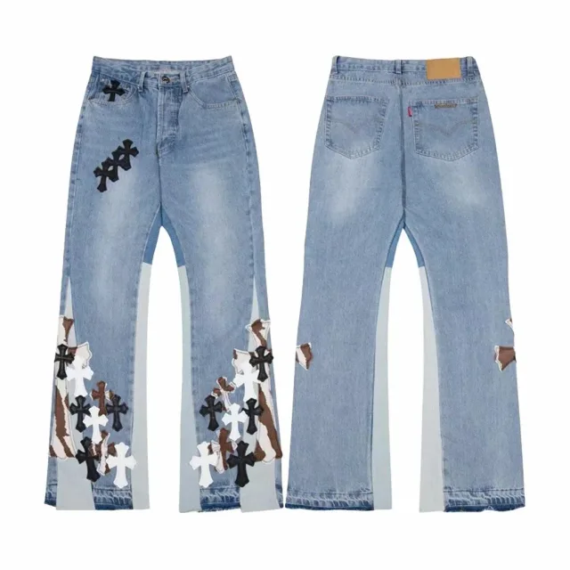 Levis Blue Multi Cross Patch Flared Jeans
