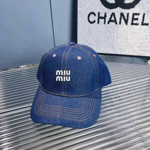 Miu Miu Denim Blue Baseball Cap