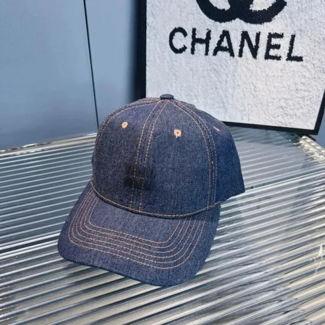 Miu Miu Denim Cap Deep Blue-Black Logo