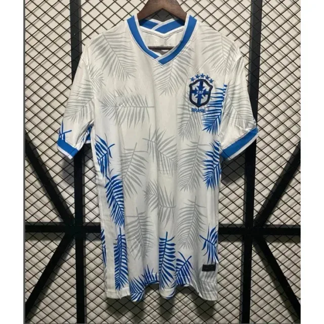 Palm Print White/Blue Soccer Jersey