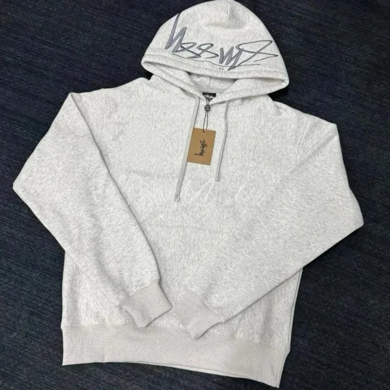 Stussy Basic Logo Heather Grey Hoodie